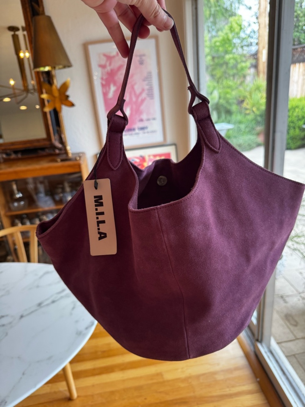M.I.L.LA Plum Suede Tote Bag - Everyday Shoulder Tote